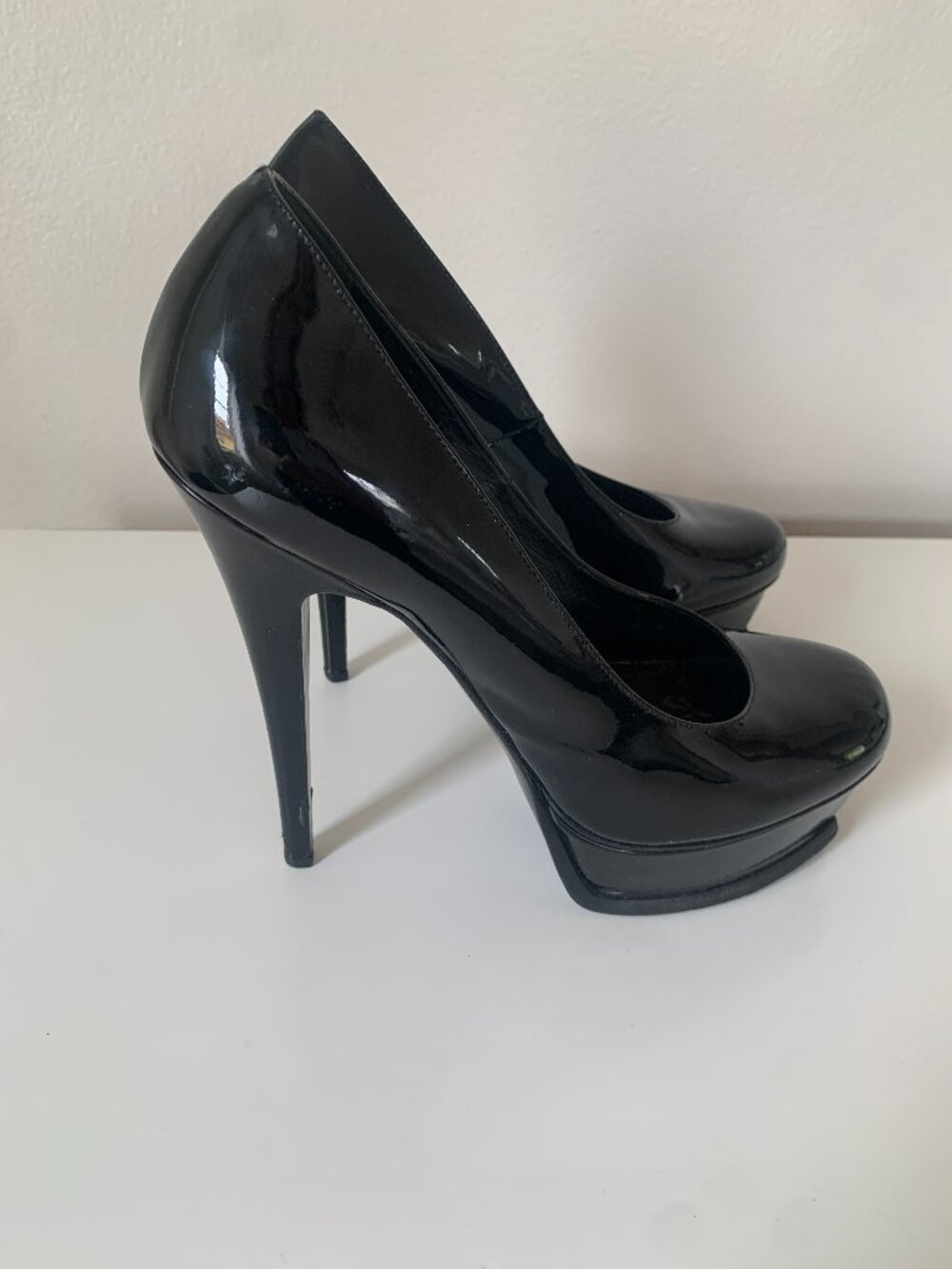 Yves Saint Laurent Patent Leather Black Platforms